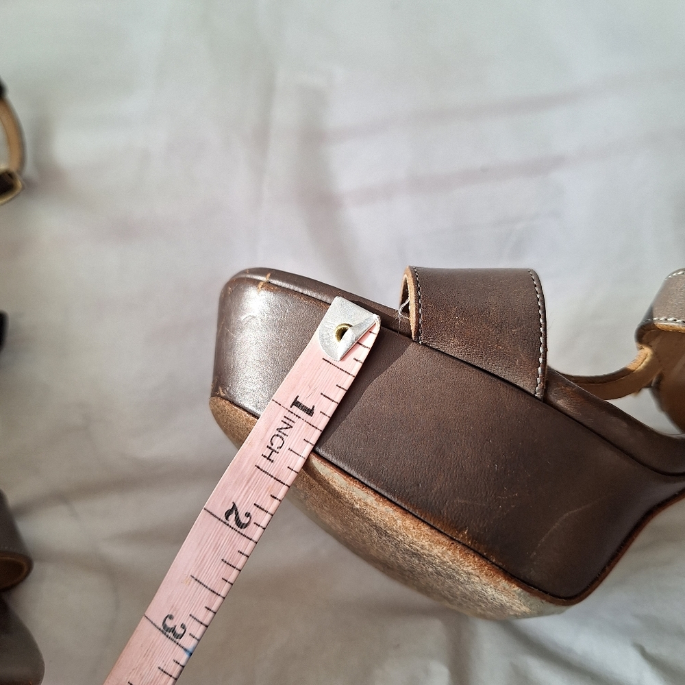 EMPORIO ARMANI LEATHER PLATFORM SANDAL SZ 11/ EU41 - Picture 13 of 13